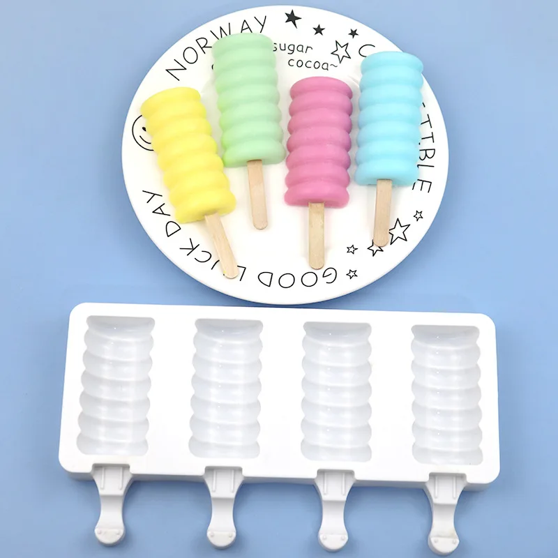 4 Large Spiral Ice Cream Molds, Household Ice Grid Mold Homemade Cheese Sticks, Not with Sticks XG1023