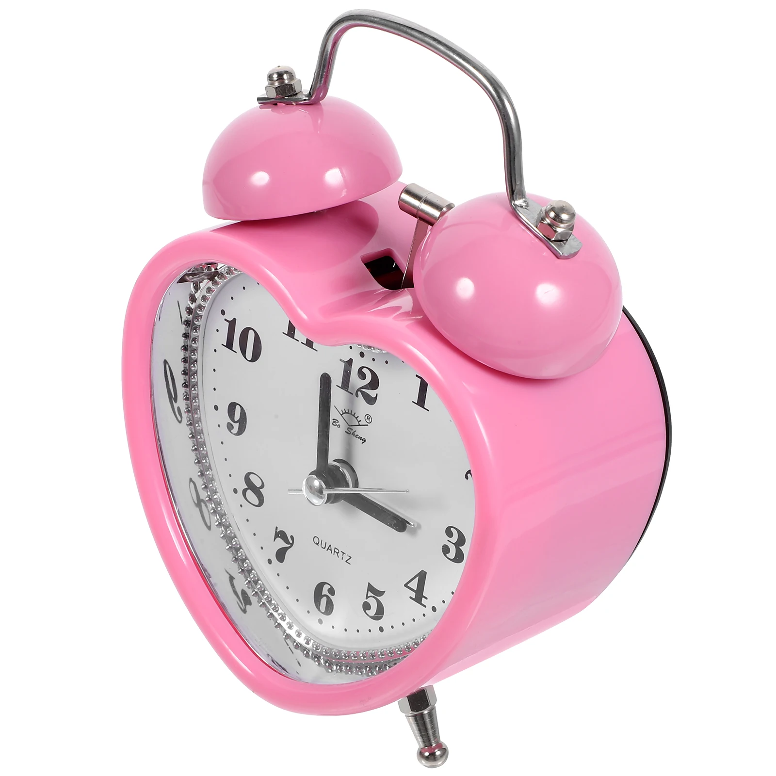 

Heart Shaped Alarm Clock Silent Non Ticking Loud Twin Bell Operated Time Wake Up Heavy Sleepers Decorative
