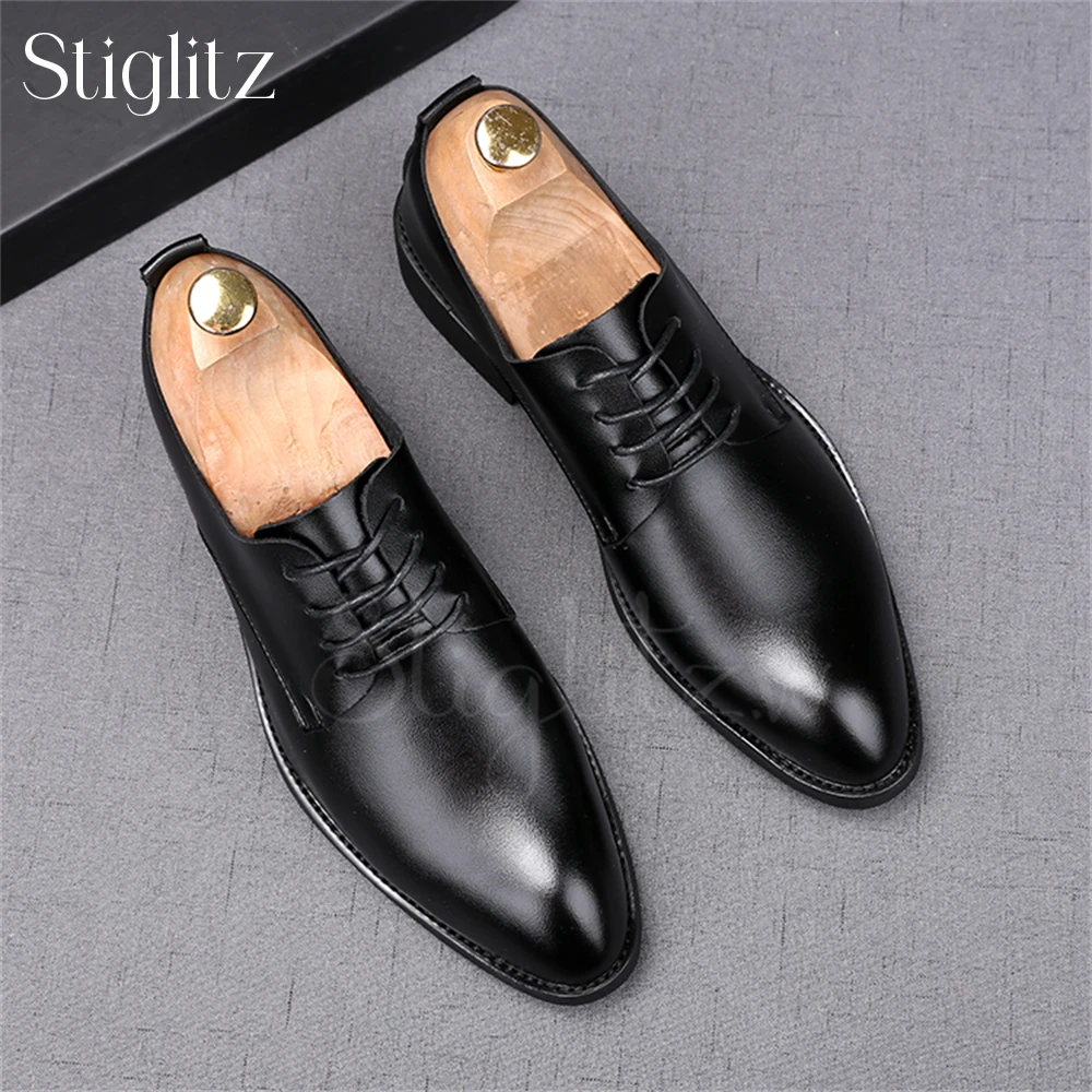 

Black Matte PU Leather Shoes for Men Hollow Design Breathable Lace-Up Oxford Shoes Comfortable Summer Formal Shoes Lace-Up Shoes