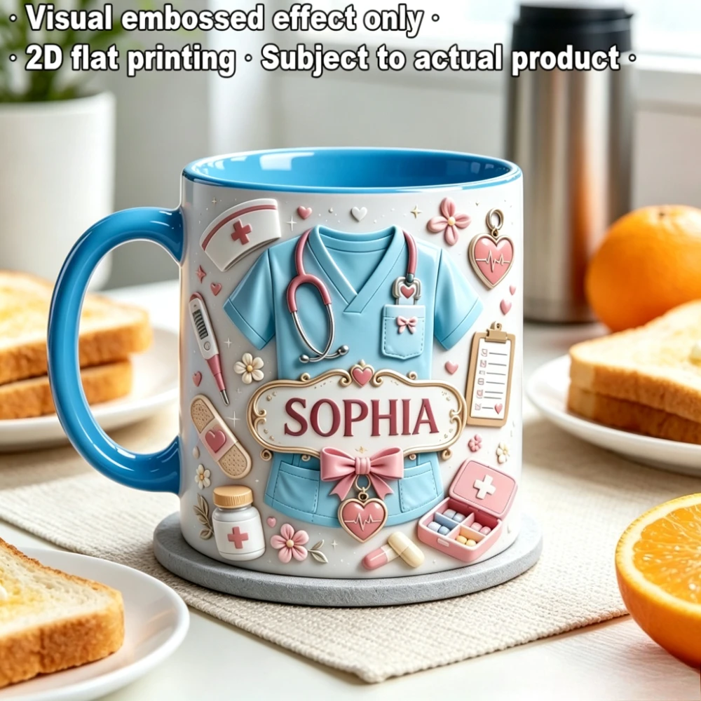 Personalized Nurse Mug Custom Name 11oz Ceramic Coffee Cup 2D Print Medical Design Gift for Nurse Doctor Christmas
