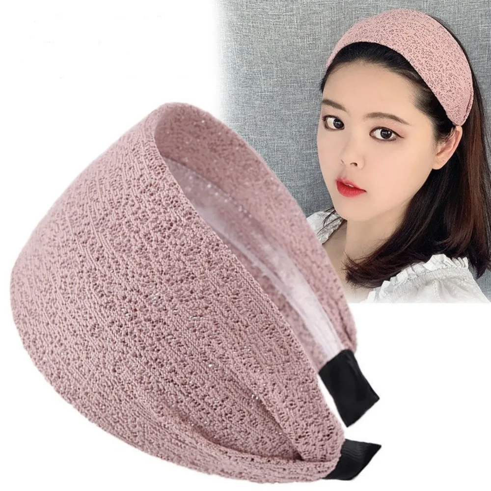 Fashionable Lace Wide Headband Anti-Slip Women Girl Hair Hoop Non Slip Head Wrap Women's Knitted Hair Accessories