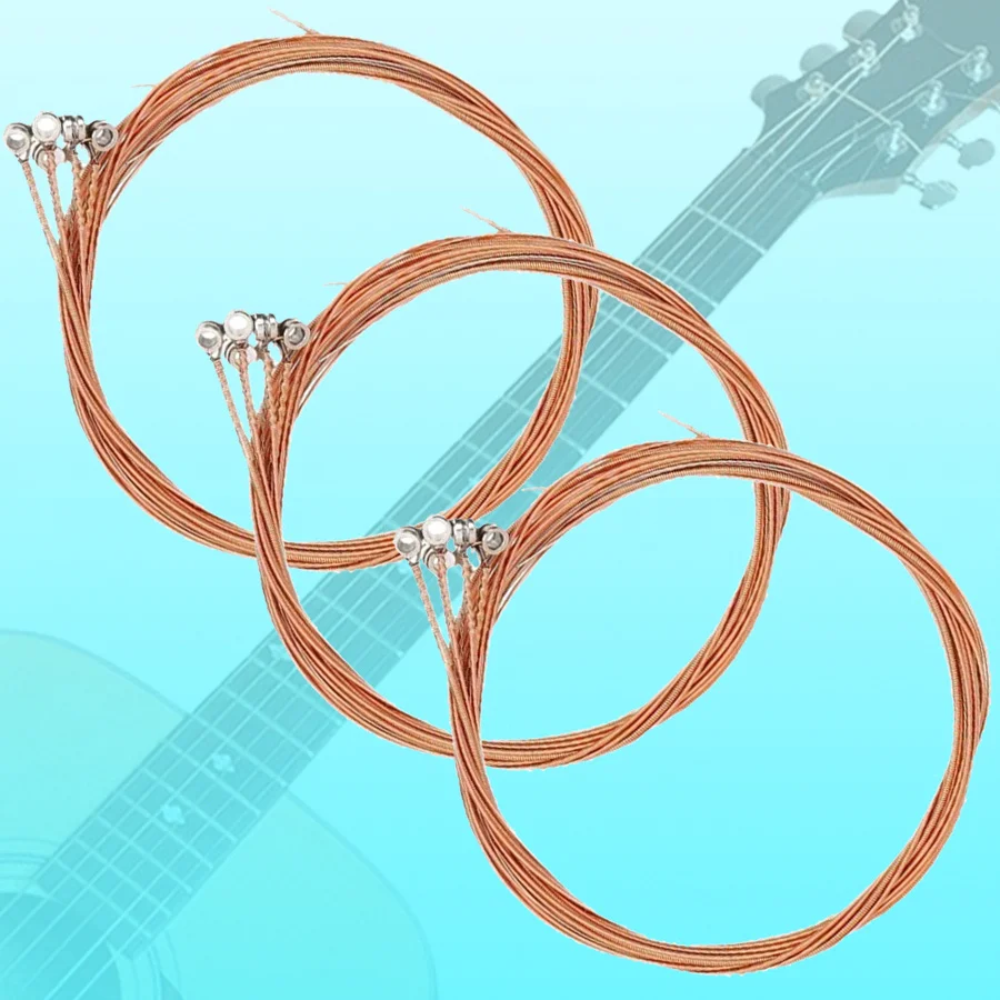 1Set Red Copper-colored Guitar Metal Strings for Folk & Wooden Guitar G1-G2 Universal Replacement Musical Instrument DDJ