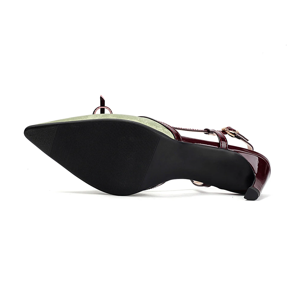  New Summer Comfortable Black Green Women Slingback Sandals Sexy 5cm Med Thin Heels Lady Dress Shoes Plus Big Size 43 46 view 6