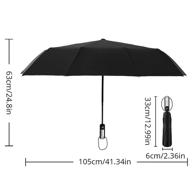 1PC Ten Bone Automatic Black Glue Folding Rain Umbrella Reinforcement And Thickening For Sun And Rain Protection Umbrella