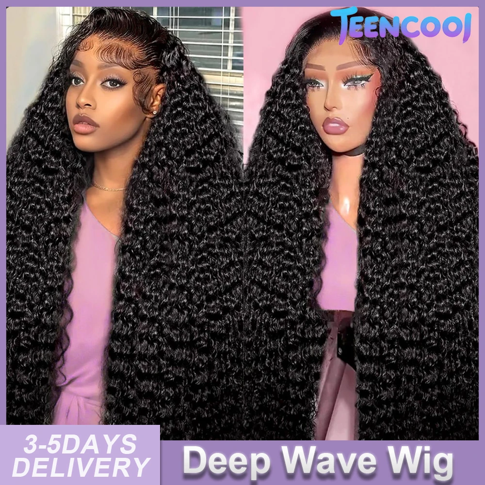 

Deep Wave 13x4 13x6 Hd Lace Frontal Wigs Human Hair 40 Inch Brazilian Curly 360 Transparent Lace Front Wig 180% Density