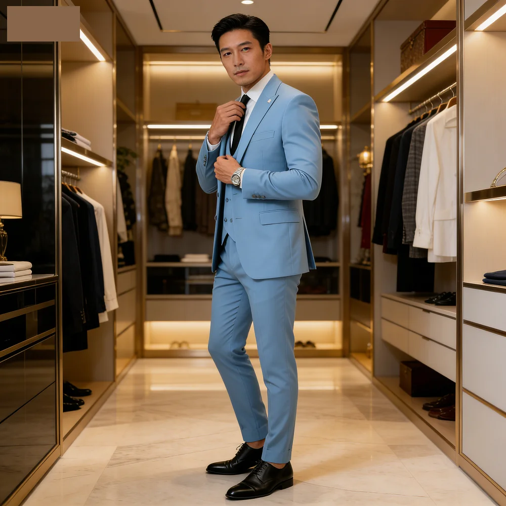 

Men's Slim Fit 3 Piece Terno Bonito Dark Green Wedding Party Suit Jacket Vest Pants Set Male Formal Wear