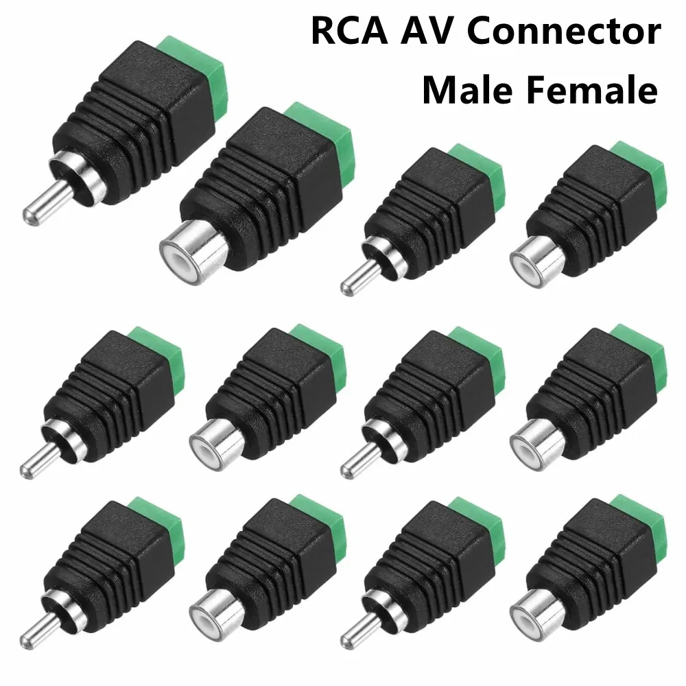 RCA AV Connector No Solder Press Type Male Female Audio Video Plug for Speaker Cable