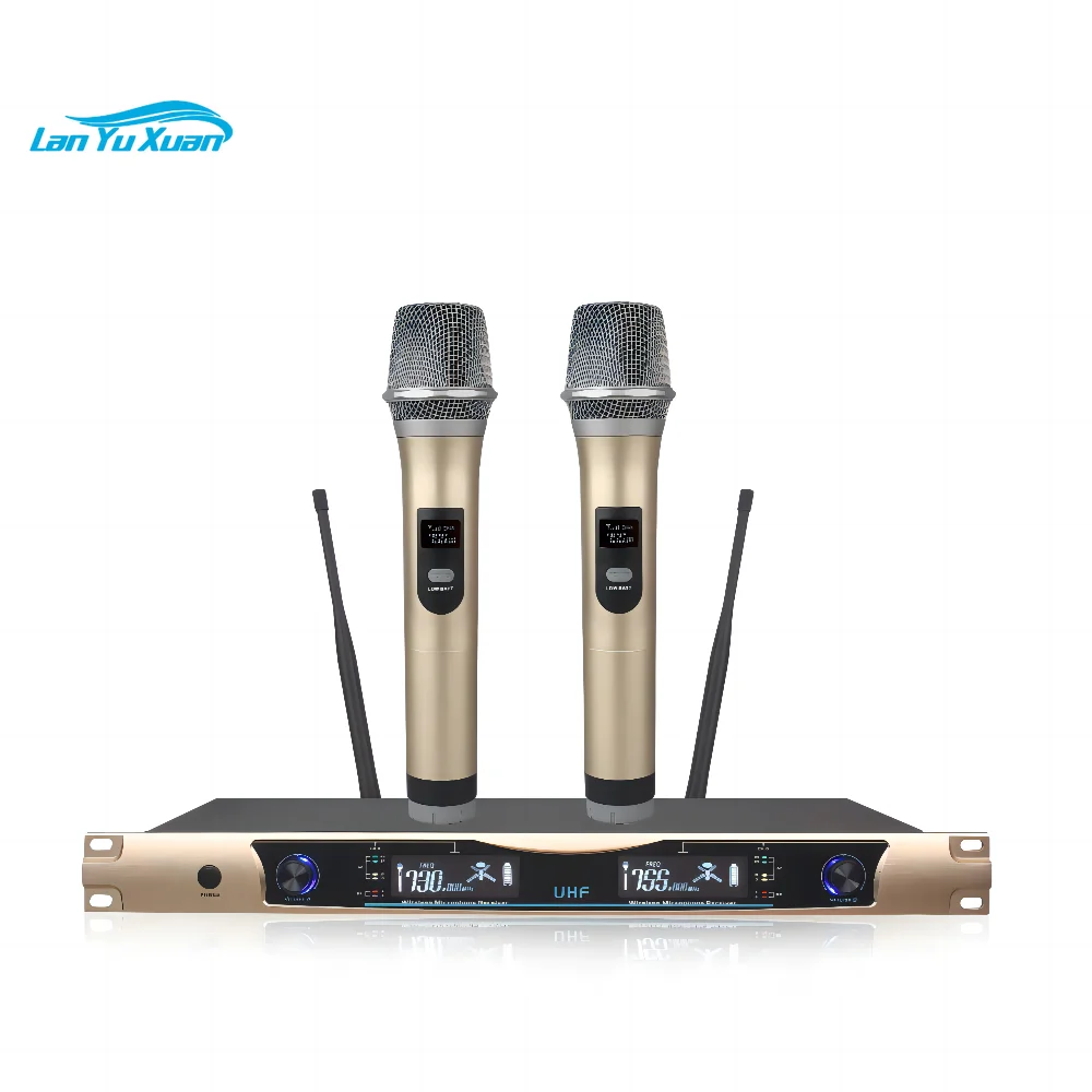 

Wireless Microphone Handheld Dual Channels UHF Fixed Frequency Dynamic Mic for Karaoke Wedding Party Band Church Show