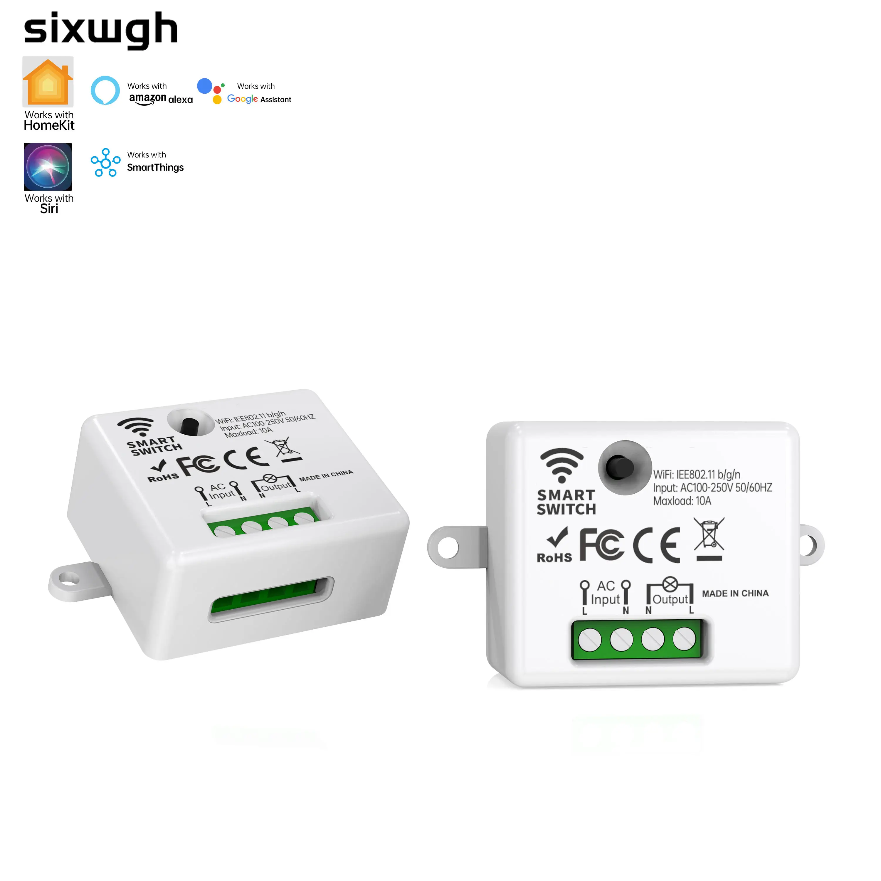 

SIXWGH 10A Load WiFi Smart Switch Apple HomeKit Compatible Works Alexa Google Assistant SmartThings-No Hub Required Wall Switch