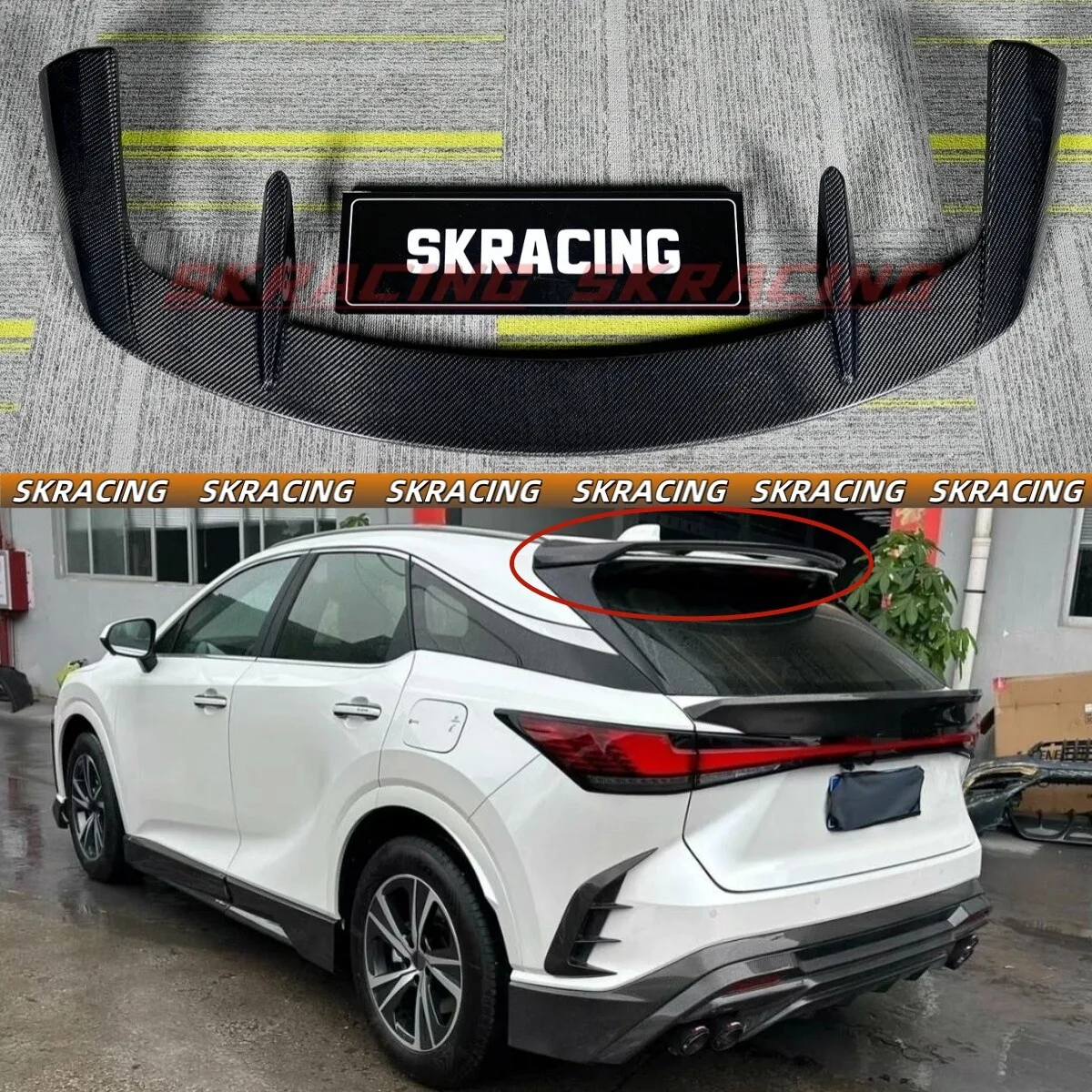 

Forged Carbon/Carbon Fiber Rear Roof Upper Spoiler Wing For Lexus RX500h 23-25