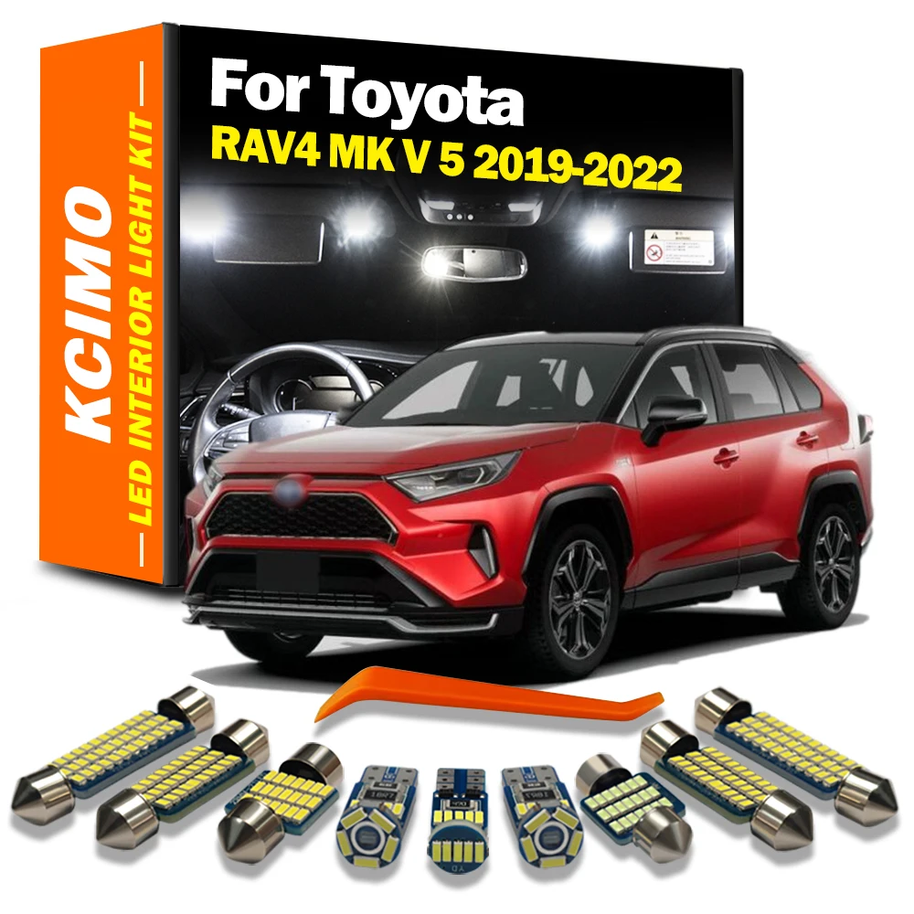 Kcimo 8Pcs For Toyota RAV4 MK V 5 2019 2020 2021 2022 Vehicle Lamp LED Interior Dome Map Trunk Light Kit Car Led Bulbs Canbus