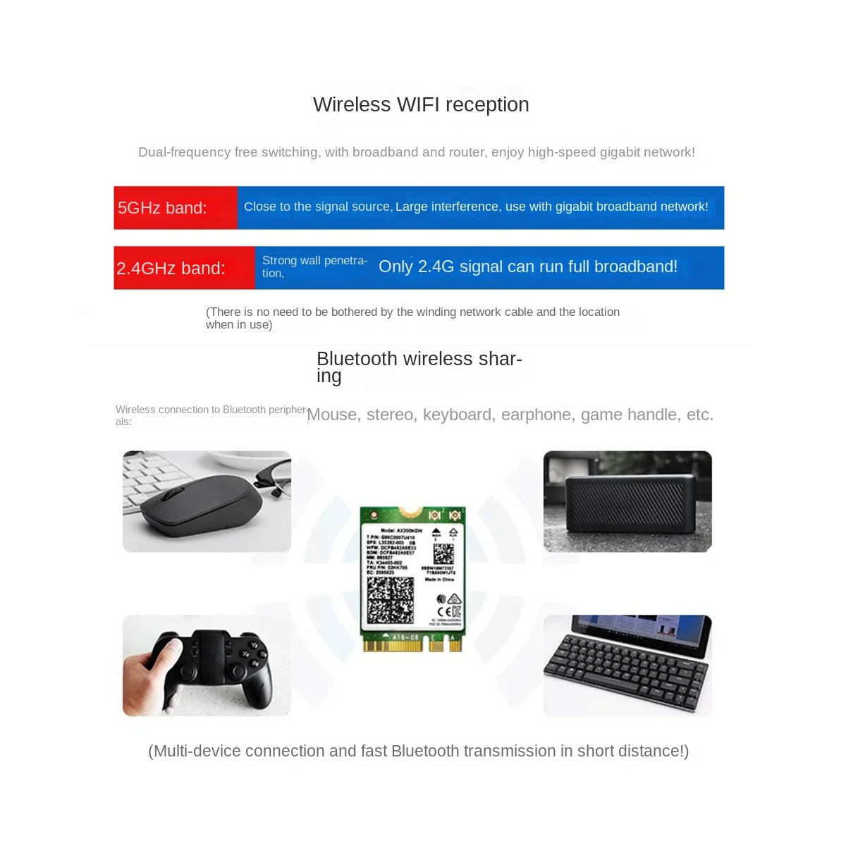 8260 8260NGW scheda WiFi + 2xantenna 2.4G/5Ghz 867M Bluetooth 4.2 NGFF M.2 modulo scheda Wireless WiFi per Intel AC