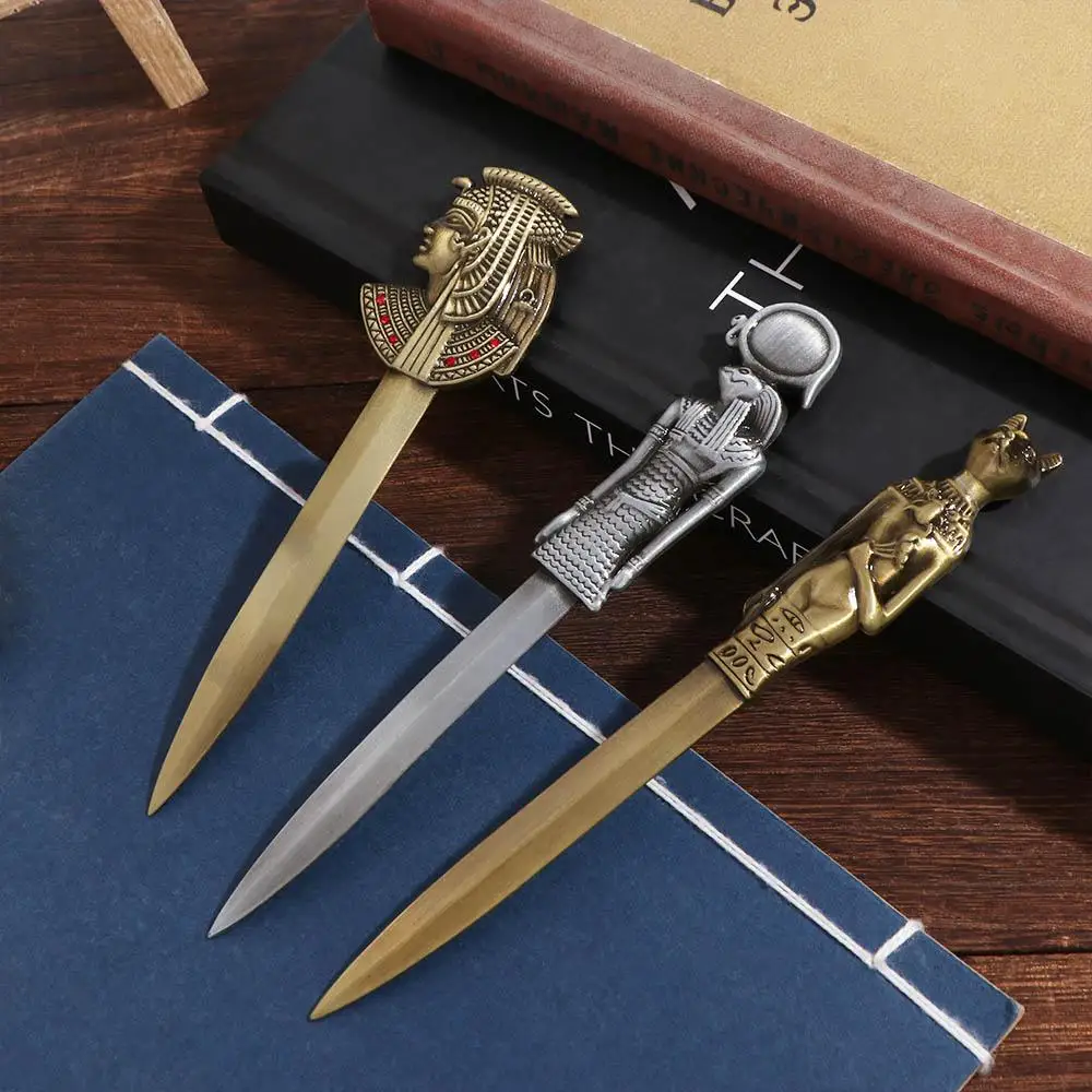 Egyptian Pyramid Pharaoh Envelope Opener Letter Opening Tool DIY Crafts Tool Express Opener Ancient Metal Student Stationery