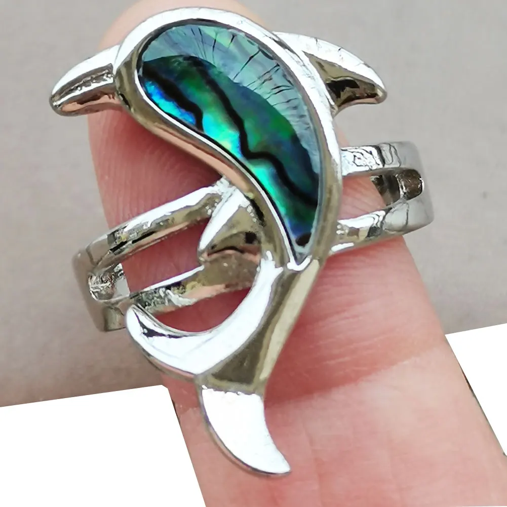 New Zealand Abalone Shell Dragonfly Dolphin  Ring  PWB102 - view 2