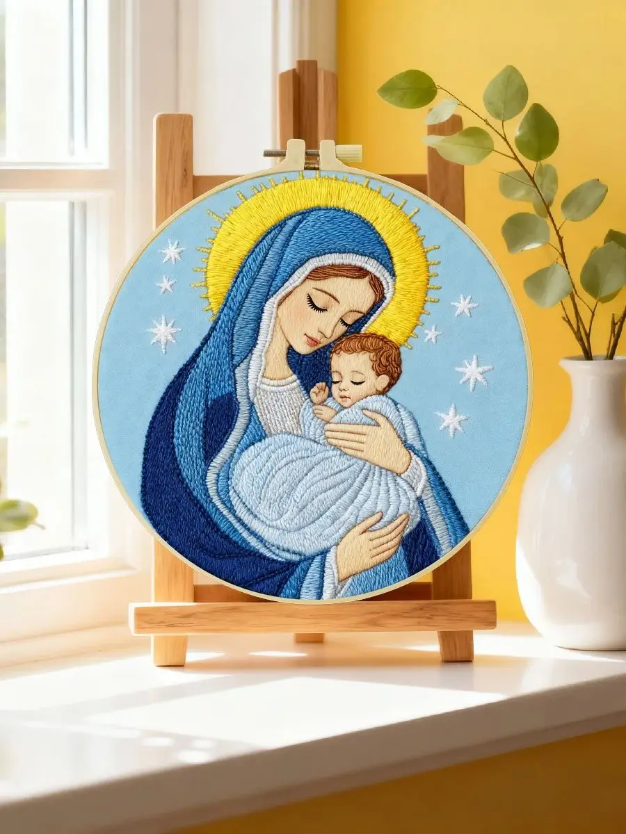 1 Stück 20X20CM/15X15CM 7,87/6,3 Zoll Religiöses Stickerei-Starter-Kit DIY-Set DIY-Stickerei-Set Handarbeit Nadelkunst – Detail 6