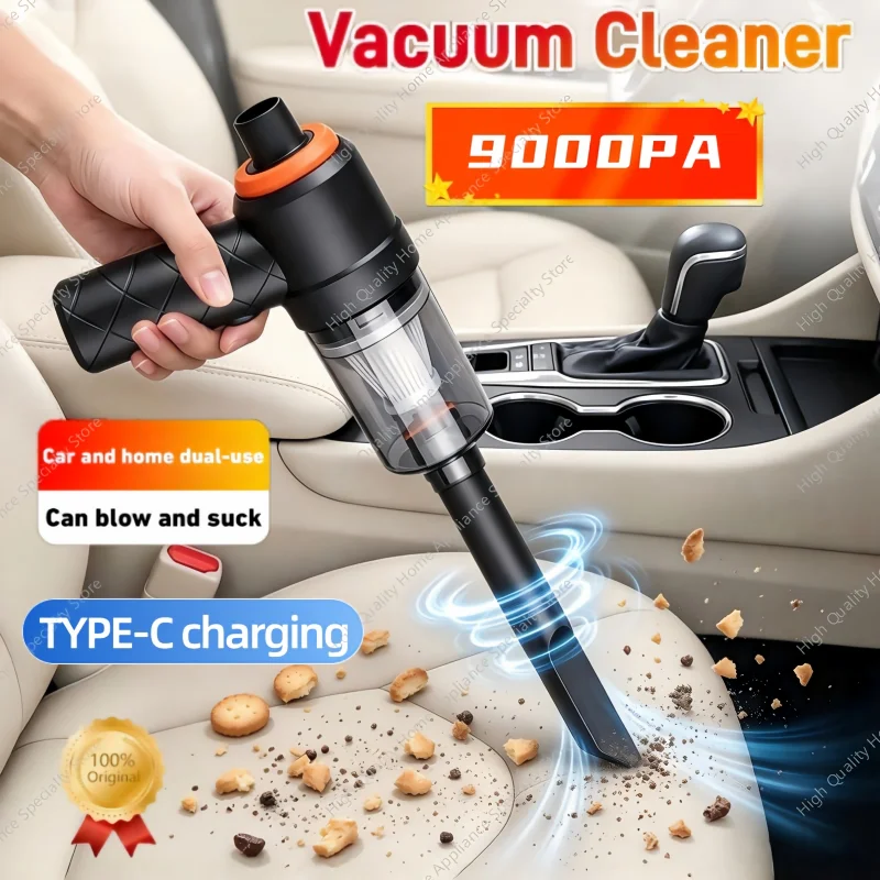 9000Pa Wireless Car Vacuum Cleaner USB Rechargeable 1200mAh 120W Portable Wet Dry Dual Use Cleaning Vacuum Device Household