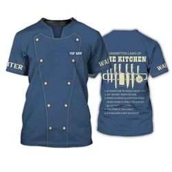 Kitchen Knife Graphic Chef T-shirt For Men Women 3D Printing Fake Pattern T Shirt Summer Fashion Cosplay Costume Short Sleeves