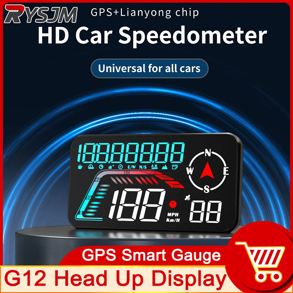 

G12 Car Speedometer Km/h MPH Head Up Display Digital Speed Meter for Cars GPS HUD Over Speed Alert on-board Computer Car