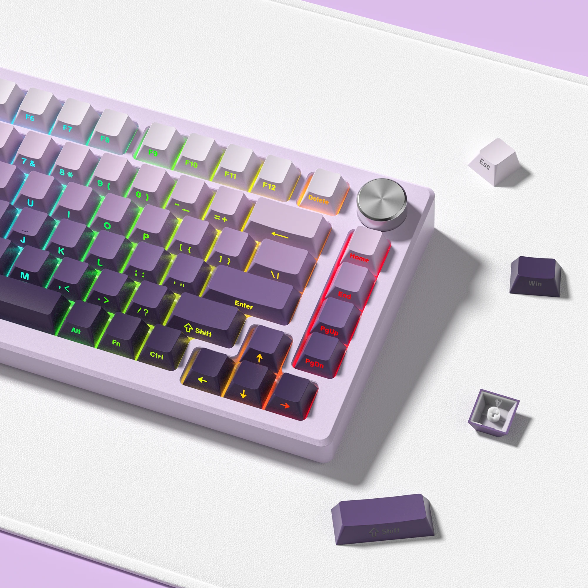 Gradient Purple Double Shot PBT Keycaps Cherry/OEM Profile 136 tasti tasti stampati laterali Keycaps per Gateron Cherry MX switch Keyboard