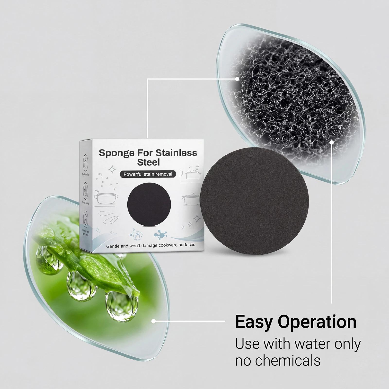 

1/3pcs Dual Sided Cleaning Sponges for Stainless Steel Rust Scouring Pad Soft Absorbent for Home Kitchen Cleaning Tool