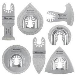 Vearter Diamond Oscillating Saw Blades 7PCS Quick Release Universal Multitool Triangle Saw Blade for Tile Grout Ceramic Cutting
