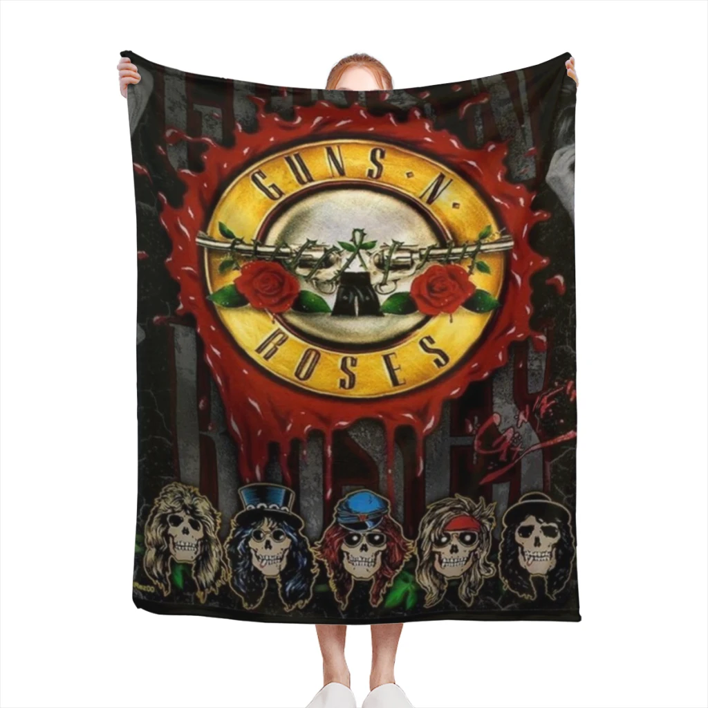 

Guns N Roses Hard Blanket Sofa Bedroom Bed Home Office Nap Blanket Car Travel Picnic Blankets Gift