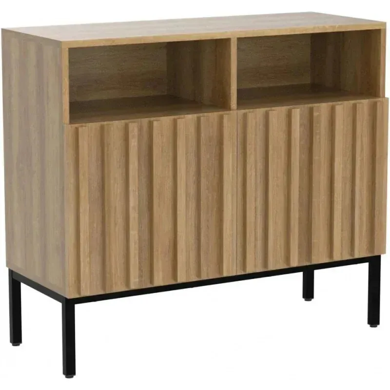 QAZ8- خزانة تخزين Norwin. خزانة جانبية بوفيه صناعية ريفية حديثة. وحدة تحكم أكسنت Credenza. أبواب لوحة مدمجة. قابلة للتعديل #4