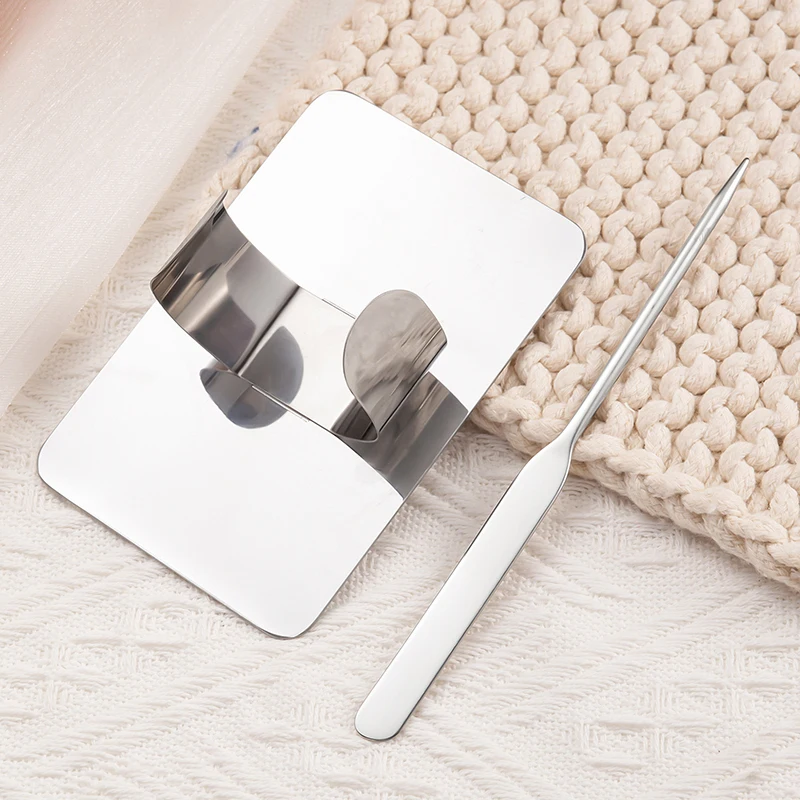 Makeup Mixing Palette Upgrad Stainless Steel Metal Mixing Tray With Spatula Artist Tool For Mixing Foundation Nail-Art