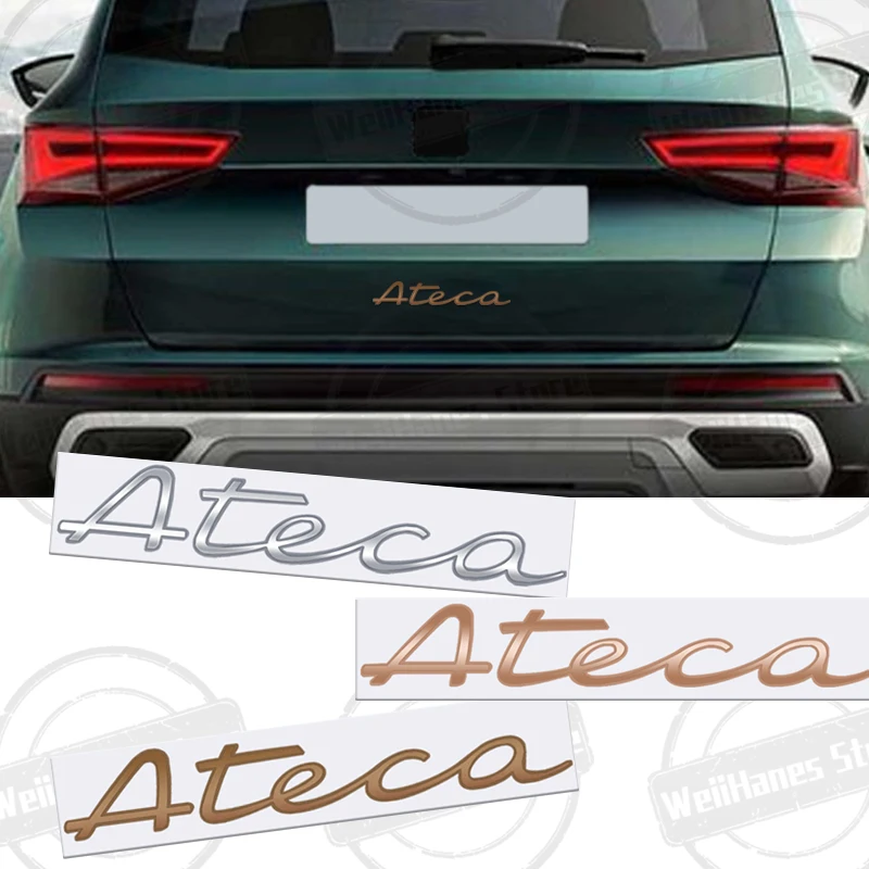 Metal Ateca Rear Letter Badge 3D Emblem Chrome Logo Glossy Black Silver Copper Accessories Sticker