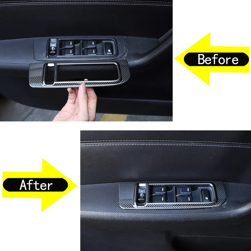 

4Pcs Stainless steel carbon fiber For 2005-2009 Hummer H3 car styling glass lift switch frame sticker car interior accessories