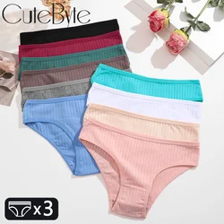 3PCS Women's Cotton Briefs Panties Female Sexy Low Waist Underwear M-XL Breathable Panty Girls Comfortable Intimates Lingerie