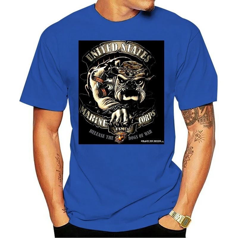 funny t shirts Men's fashion Usmc Bulldog Black cotton T-Shirt