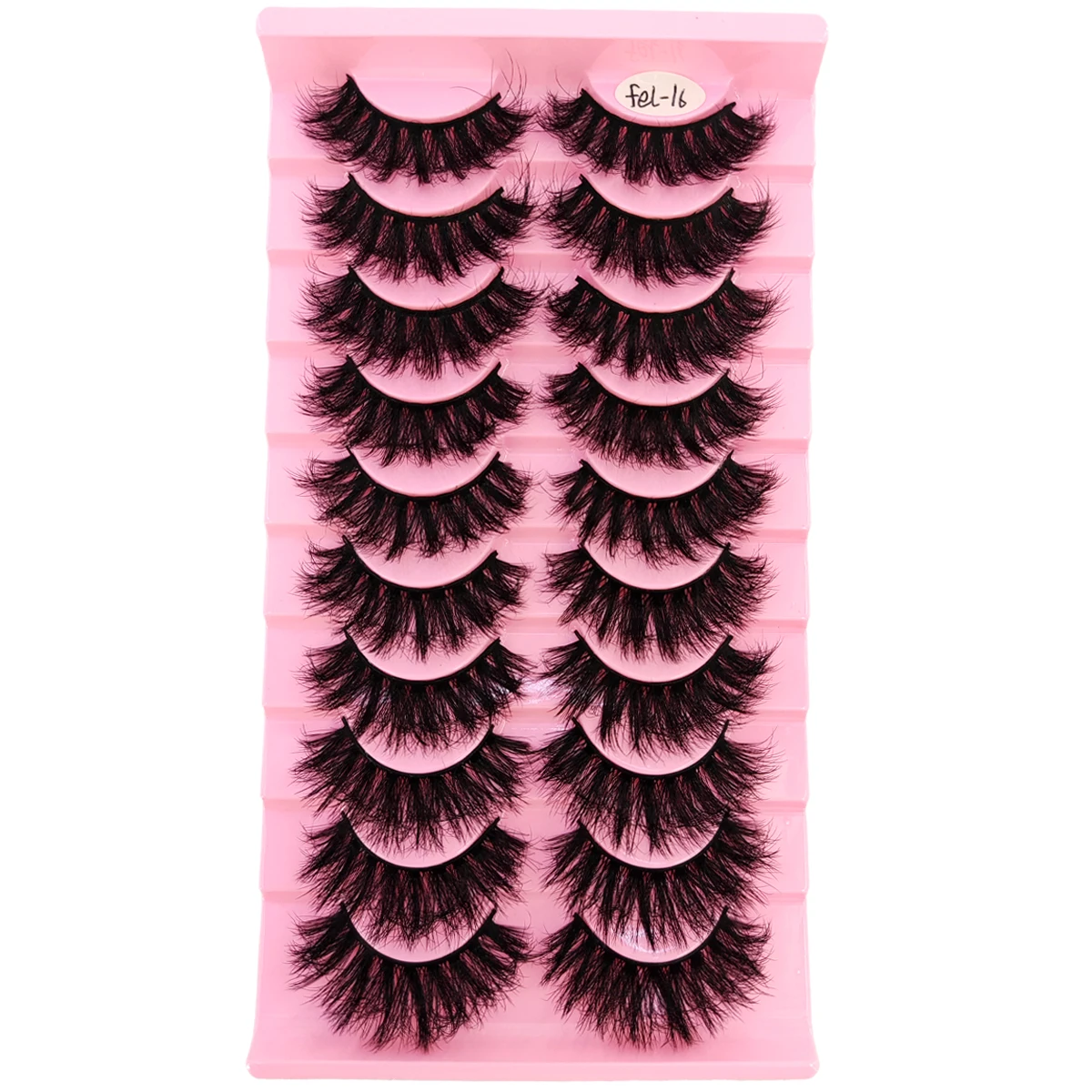 HBZGTLAD Nieuwe 10 paar kunstmatige nertsenwimpers 5D dramatische handgemaakte pluizige natuurlijke lengte 25 mm wimperverlenging make-up