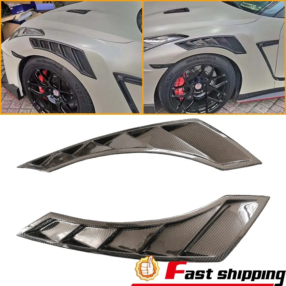 

Pair Carbon Fiber Front Fender Vent Air Duct Fit For 2008-2017 Nissan GTR R35