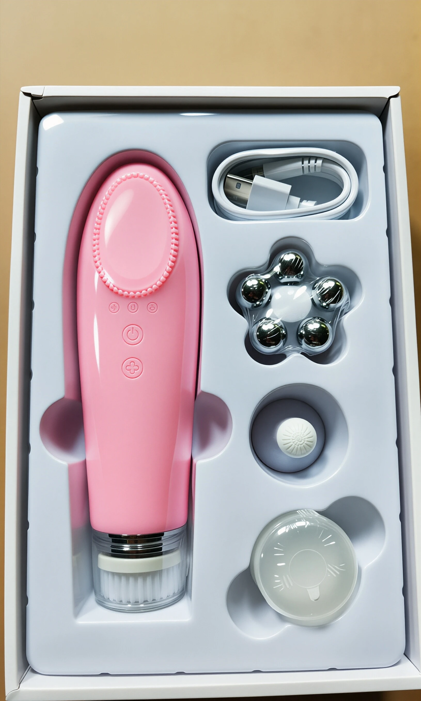 Cepillo de Limpieza Facial de Silicona 4 en 1 con Calor, Limpiador de Poros Profundos, Removedor de Puntos Negros, Masajeador con Rodillo, Dispositivo de Belleza para el Hogar