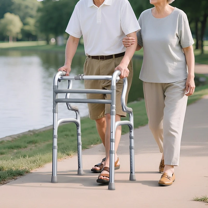 Aluminum Alloy Folding Walker for Seniors,Lightweight Non-Slip Rehabilitation Mobility Walker,Simple Use Elderly People Crutches