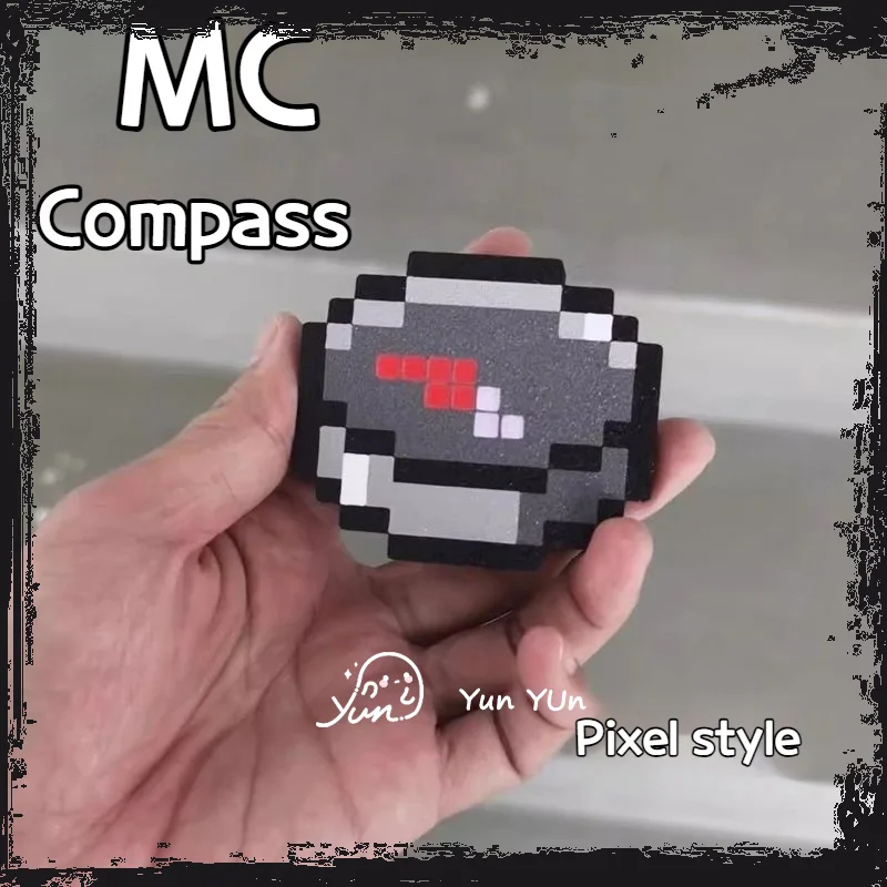 سلسلة مفاتيح مغناطيسية مطبوعة ثلاثية الأبعاد من Mc Compass، قلادة بكسل، تصميم بسيط لتزيين المنزل، هدية مثالية لمهرجان عيد الميلاد