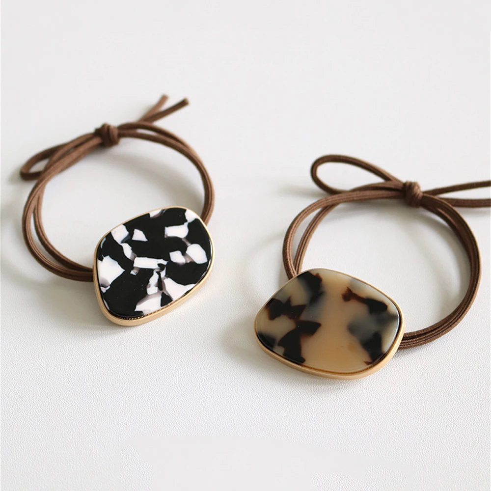 

Retro Geometric Acrylic Pendant Hair Ropes Elastic Hair Ties Rubber Band For Ponytail Bun Holder Women Girls Headwear