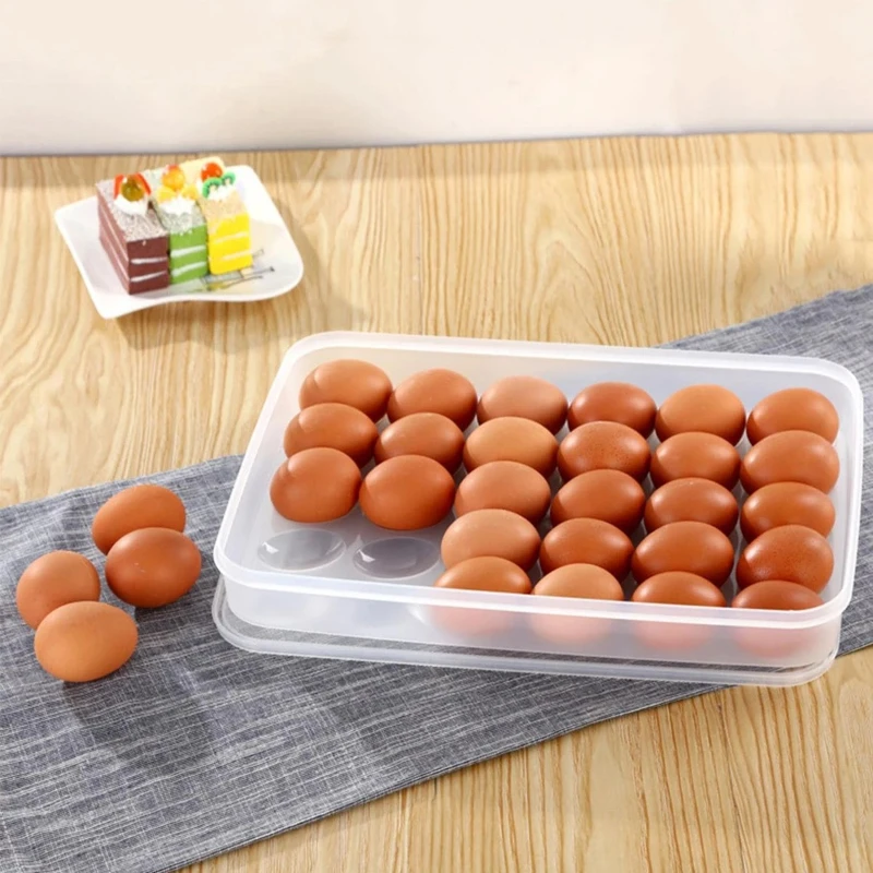 1pc 30 Slot Egg Box PP Plastic Refrigerator Storage Container with Lid Portable Freshness Keeper for Eggs