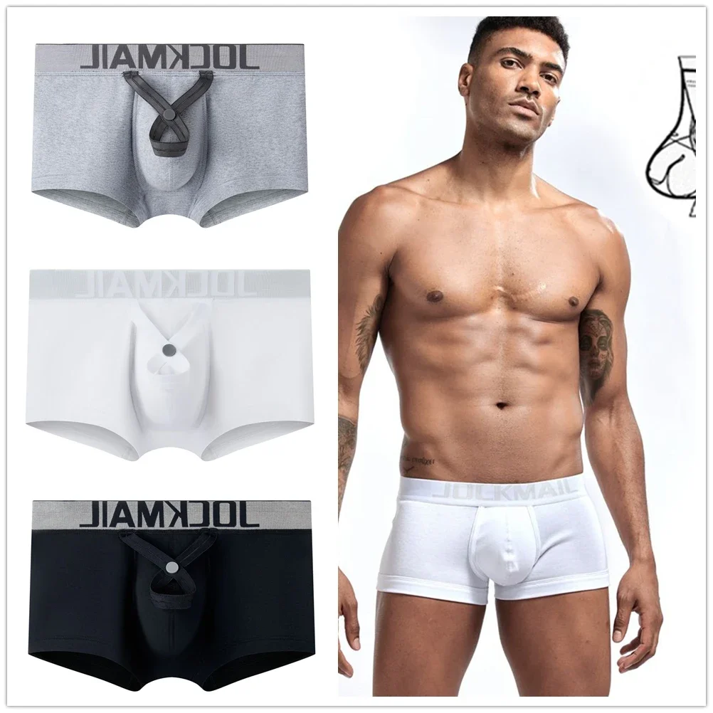 Men\'s Sports Boxer Briefs Sexy Low Waist Inner Ring Underwear Club Casual Sports Shorts Cotton Breathable Boxer Trunks Panties