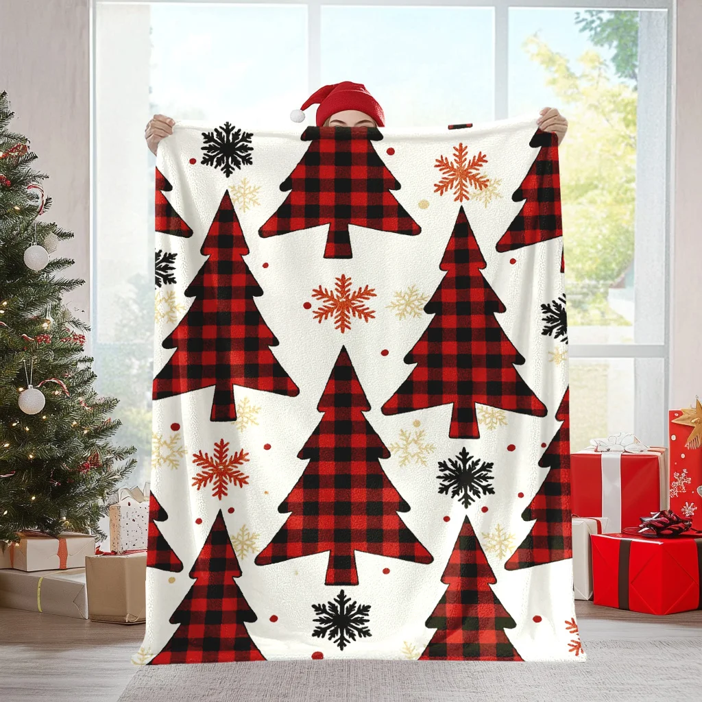 Red Background Gold Snowflake Full Print Christmas Holiday Soft Cozy Throw Blanket for Sofa Bed Seasonal Glow