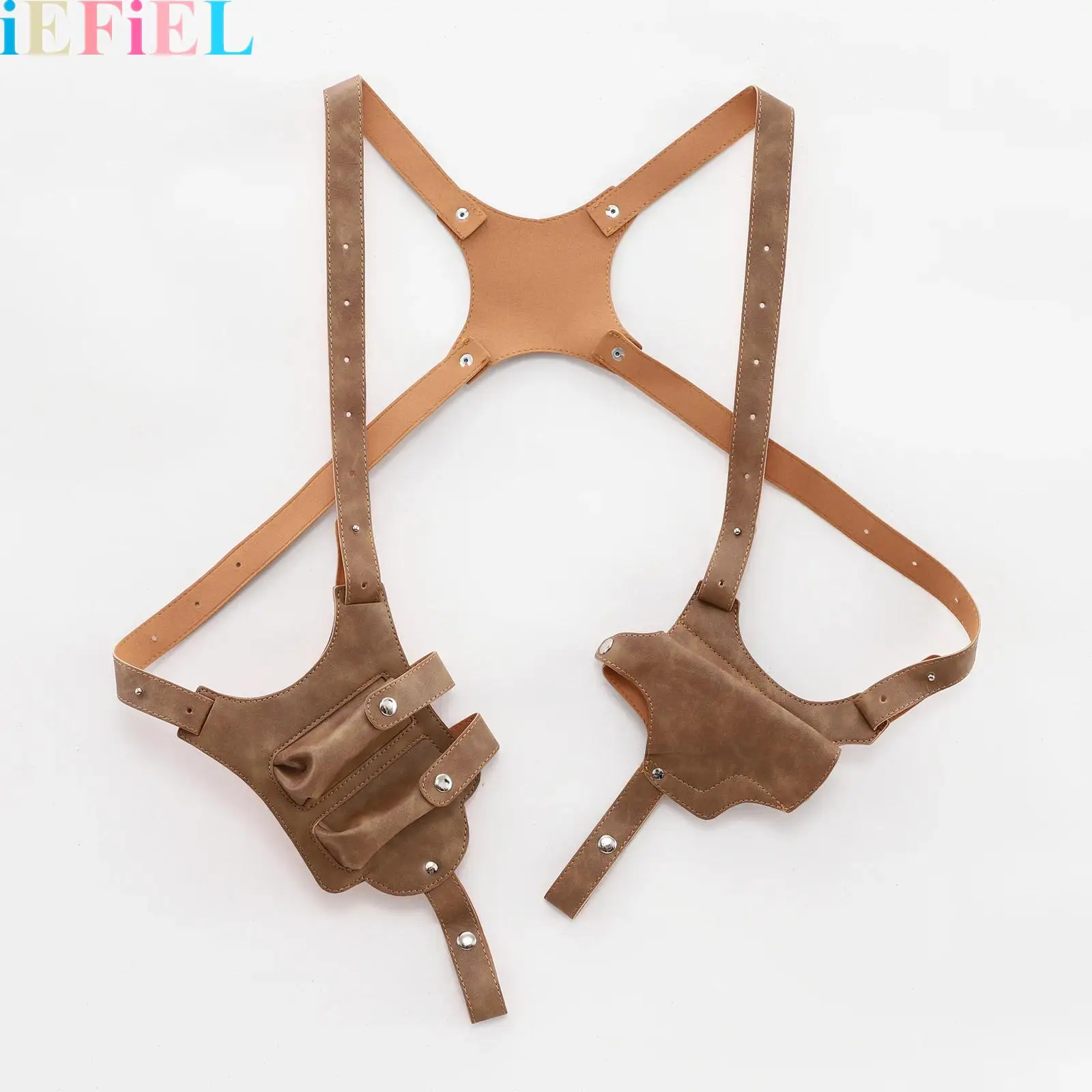 

1Pc Underarm Adjustable Leather Shoulder Bag Outdoors Mobile Men Medieval Steampunk Retro Backpack with Underarm Bag