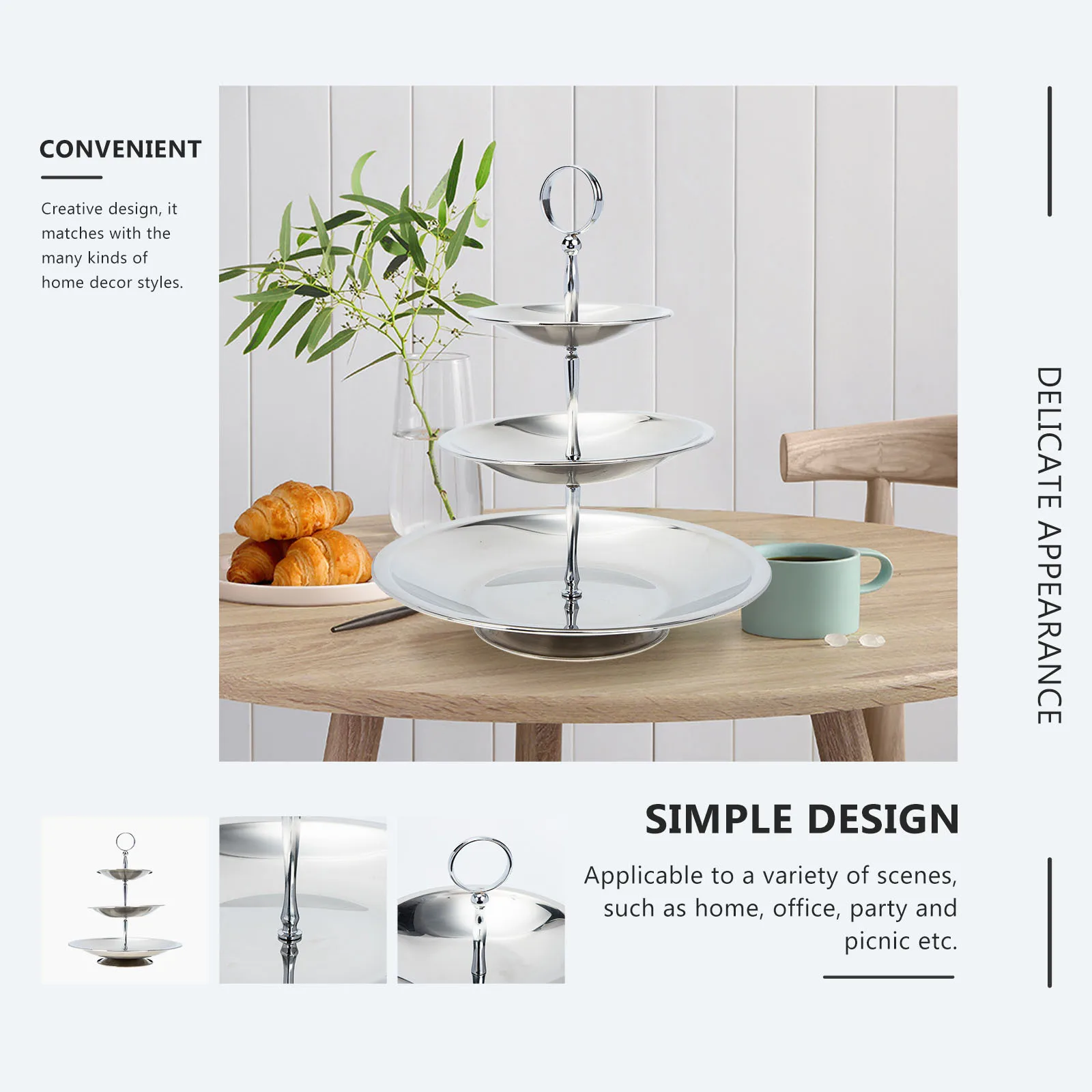 

Multi-Layer 3 Tiered Fruit Serving Tray with Detachable Plates Creative Snack Stand for Home Party Desert Display