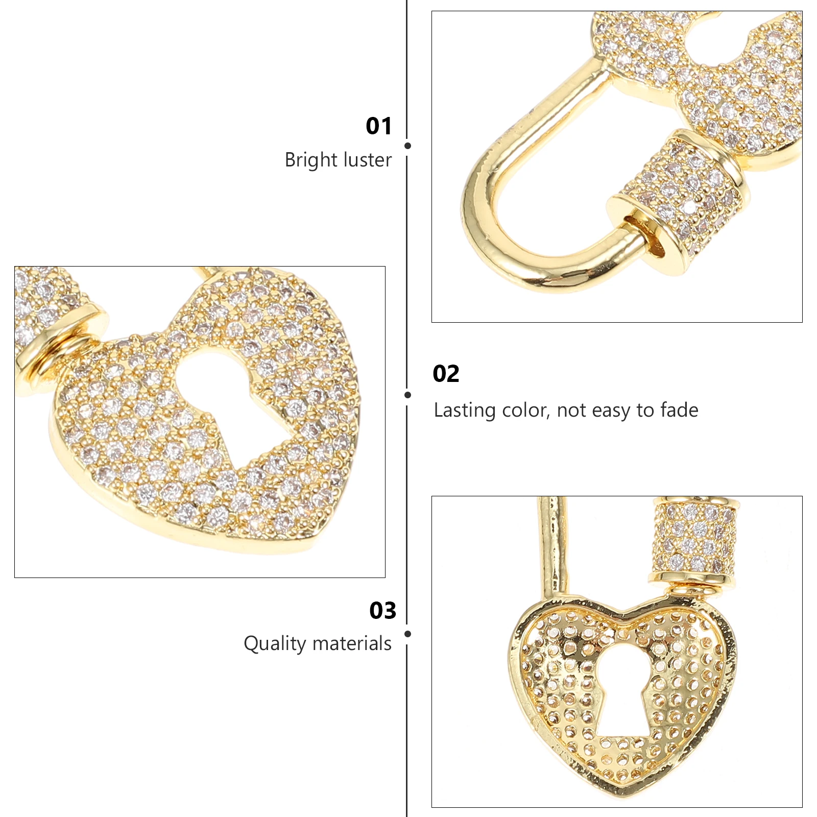 

Heart Keyhole Necklace Clasp Durable Gold Plated Connector for DIY Charm Cuff Bracelet Making Golden