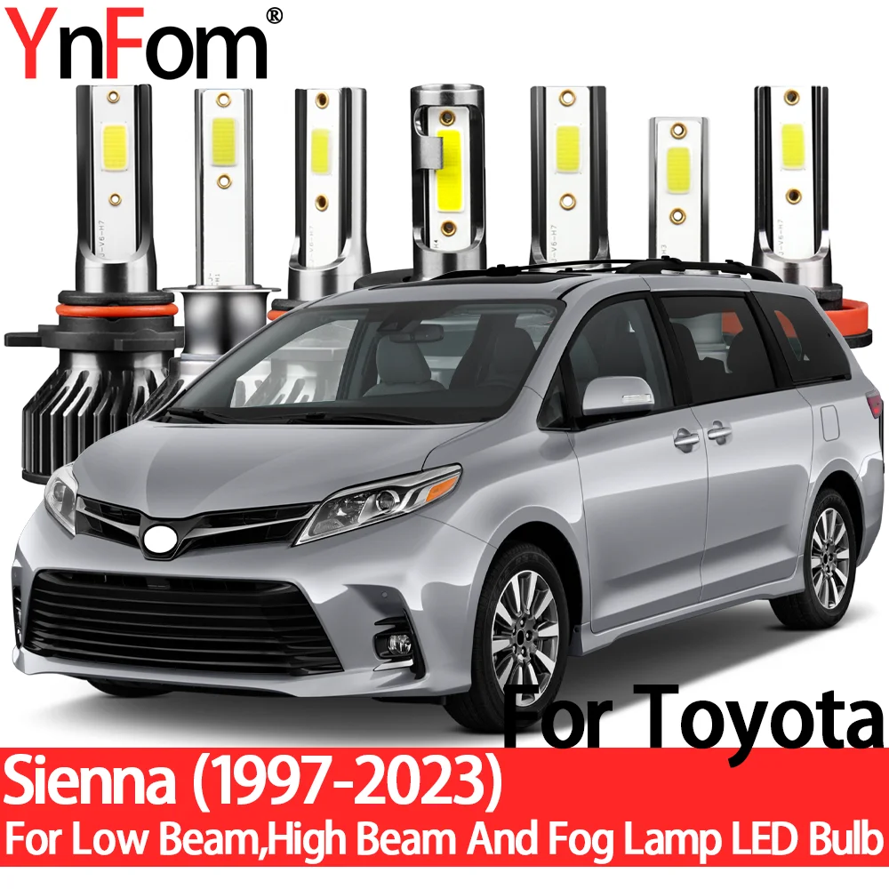 

YnFom для Toyota Sienna L10 L2 # L3 #1997-2023, специальный LED набор ламп для передних фар ближнего света, дальнего света, противотуманных фар, автомобильные аксессуары