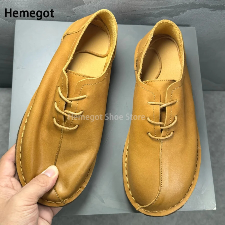 Summer Breathable Cowhide Men\'s Casual Shoes Vintage Handmade Leather Shoes Solid Cowhide Soles Wide Foot Big Head Leather Shoes