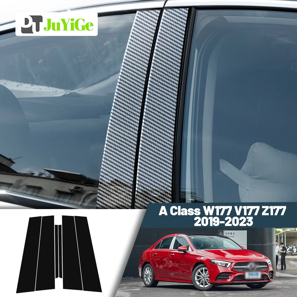 

Glossy Black Carbon Fiber Window Door Deal B C Pillar Post Cover Sticker For Mercedes Benz A Class W177 V177 Z177 2019-2023 2020