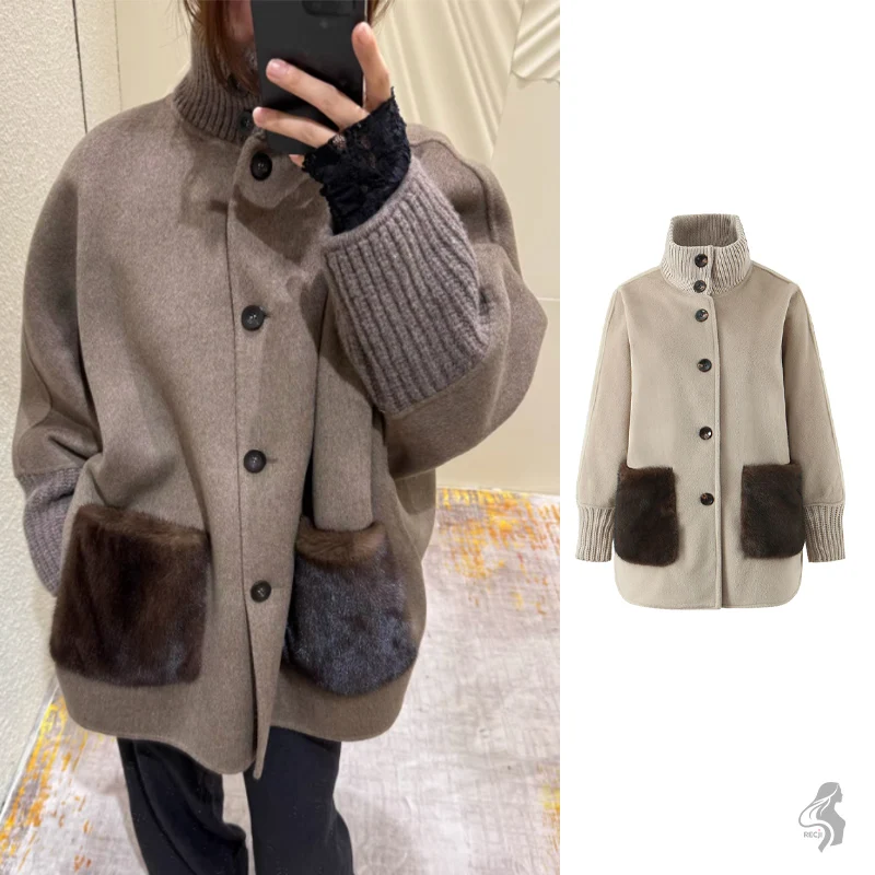 

Womens Long Ribbed Turtleneck Coat With Fleece Pockets And Single Breasted Buttons Gentle Commuter Overcoat Women Winter Coats