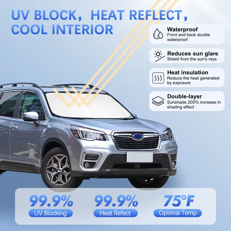 Car Windshield Sun Shade For Subaru Forester E-BOXER SE STI Sunshade Sun Visor Protector Blocks UV Rays Summer Car Accessories