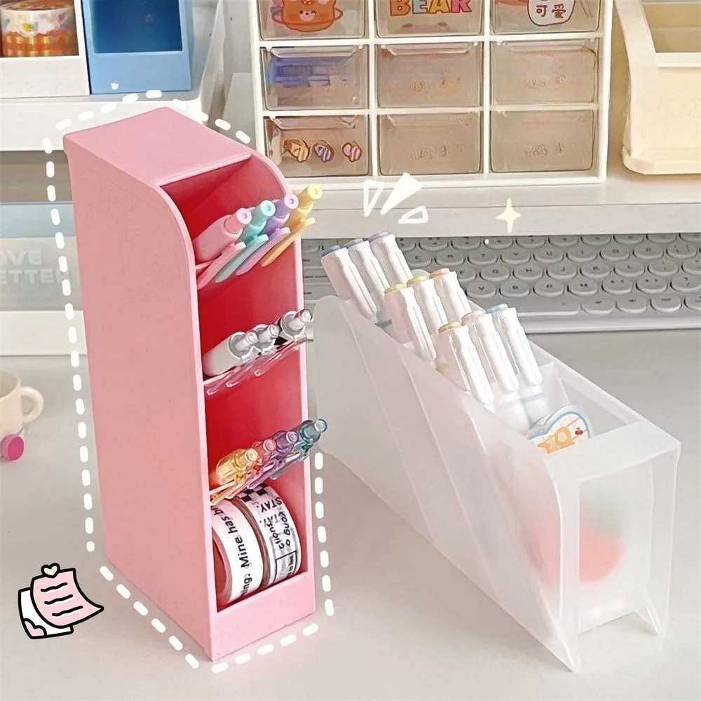 Multi-functional Stationery Storage Box Desk Multi-Layer Pen Holder Inclined Cosmetic Brush Storage Holder For Office Supplies